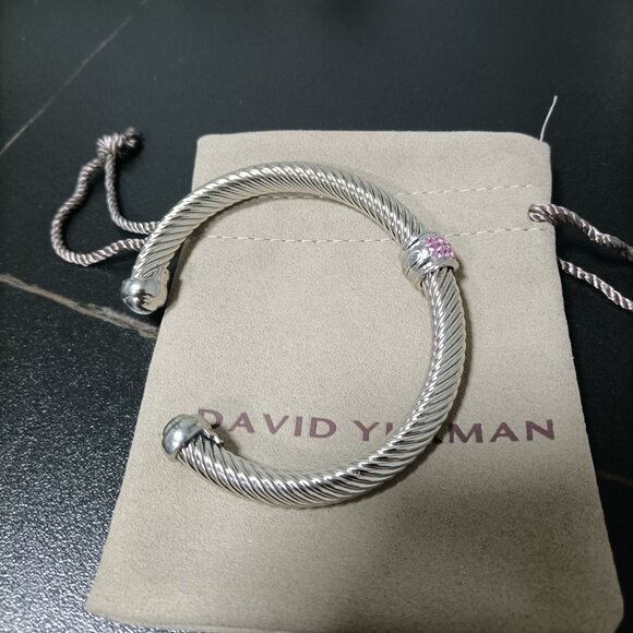 David Yurman Cable Classics Bracelet Amethyst with Pavé Diamond Station,7mm - Picture 3 of 5